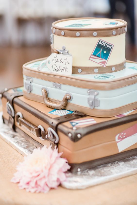 主題婚禮 旅行風 行李箱蛋糕
